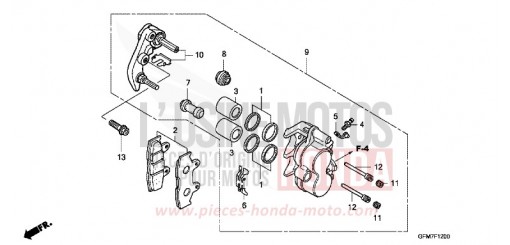 FRONT BRAKE CALIPER (NHX110WH8) NHX110WH8 de 2008